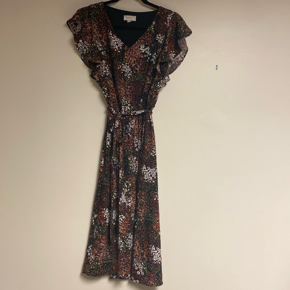 🎉SALE 🎉 Loft outlet dark floral midi dress XS